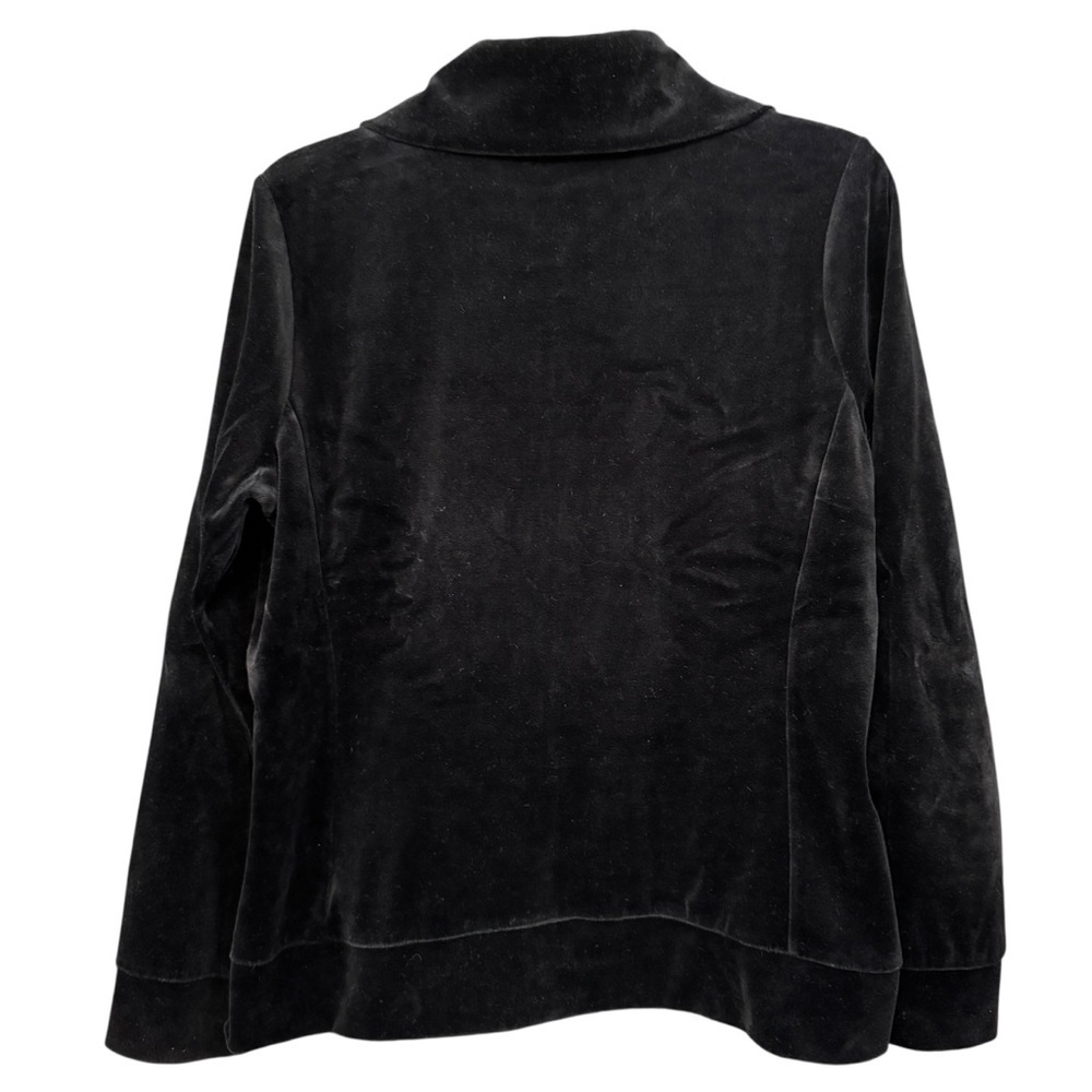 Lauren Ralph Lauren Black Velour Jacket Women’s M Zip Front Collared - Picture 3 of 5